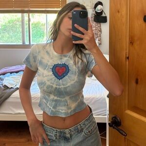 Urban outfitters blue tie dye heart baby tee